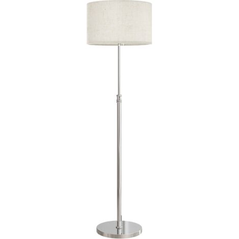 Lámpara de pie con mando a distancia, altura regulable, pantalla de tela, base metálica, brillo regulable, interruptor de pie, color beige. Disponible en tienda. (1/5)