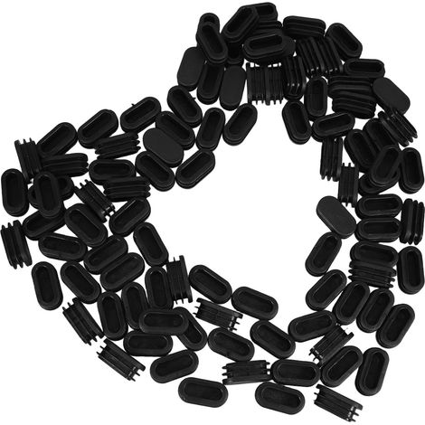 Bouchons ovales en plastique noir 20 x 40 mm, lot de 100 (1/5)