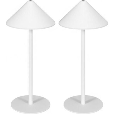 Tischlampe 2er Set Tischleuchte mit 3 Lichtfarben, Aufladbare USB A+C Nachttischlampe mit Touch-Schalter für Wohnzimmer, Schlafzimmer Metall, Weiß (1/5)