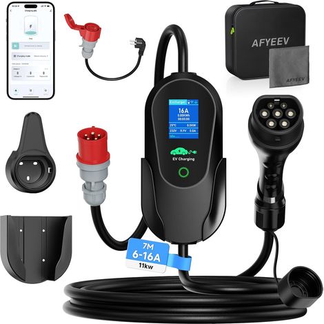 Electric Car Charger 11 kW 7 m, 3 Phase, 6-16 A, Type 2 CEE Plug (1/5)