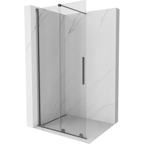Mexen Velar mampara de ducha corredera Walk-in 80 x 200 cm, transparente 8 mm, metal pistola - 871-080-000-03-95 (1/5)