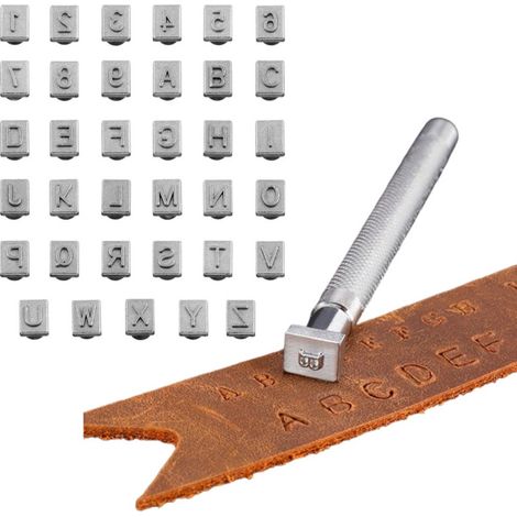 Timbre de lettre en céramique, Outil de timbres-lettres de 1/4 de pouce, Set de timbres en cuir, Outil d'estampage en cuir (1/5)