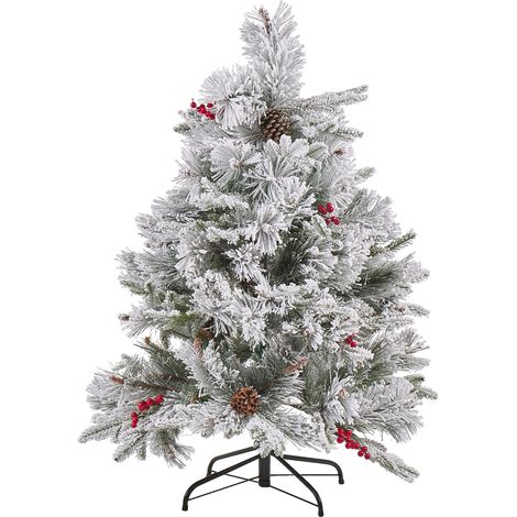 Árbol de Navidad verde material sintético 120 cm efecto nieve planta artificial decoración hogar Masala