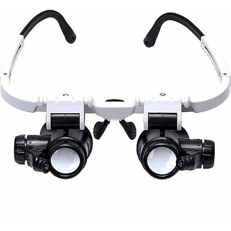Lunette Loupe avec 2 Lumières LED Loupe Binoculaire Lampe Loupe Grossissante pour Horloger, Lecture, Bijoutier, Couture 8X-15X-23X (1/4)