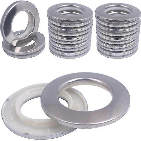 20 œillets en acier inoxydable de 42 mm avec anneaux en métal et en plastique pour réduire le bruit des rideaux et des voilages. (1/5)