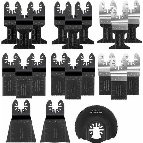 SABIR Lame de Scie Oscillante, 21PCS Mixte Outil Multi-Usage Kit, avec Accessoires de Universel Outil Multifonction Oscillant à Libération Rapide pour Coupe General Multi-Tool (Noir).. (1/4)