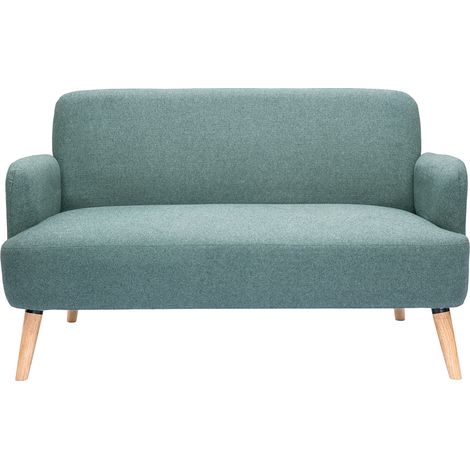 Divano scandinavo 2 posti in tessuto grigio-verde e legno chiaro ISKO