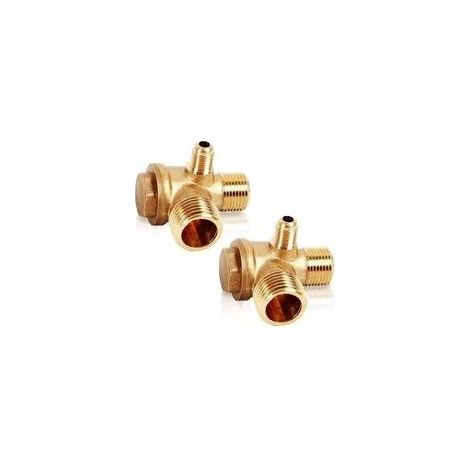 Clapet anti-retour pour compresseur d'air 3 ports – Cuivre haute qualité – Dimensions 20×16×10mm – Connexion filetée facile
