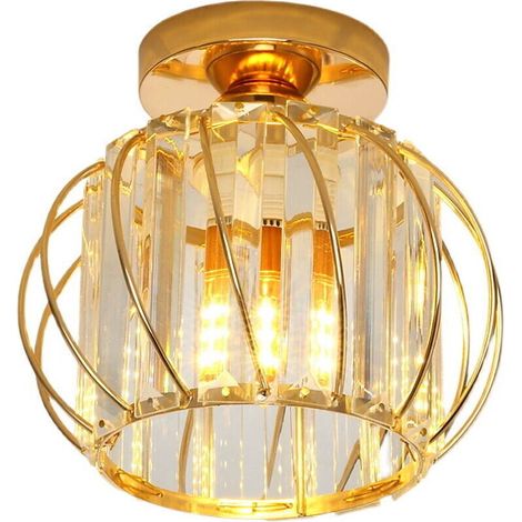 Plafonnier Led en Cristal Doré - E27 Mini Luster Couloir - Luminaires Intérieur Ø185mm - Aucune ampoule incluse (1/5)