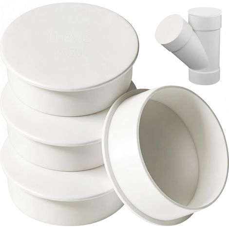 Bouchon de Tuyau d'égout en PVC 50mm Bouchon de Conduite 4 Paquet pour Tuyaux et Systèmes d'Égouts Tube Ligne Protection (DN50) (1/5)