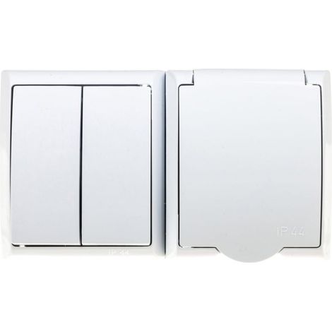 Interruptor de sobreponer hermético Fala + enchufe con tapa, color blanco ZH-Ł2G/00/w