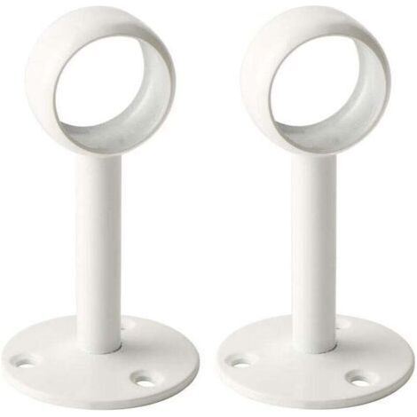 2 Pcs Diamètre 26 mm support de Tringle à Rideaux Support Tringle Penderie avec Vis Support de Plafond pour Rideau et Armoire, Blanc Brillant en Acier Inoxydable (1/4)