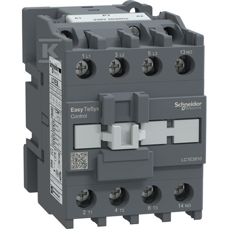 Contacteur de puissance Easy TeSys Control AC-3, 38 A, triphasé (1 NO), bobine 230 V, 50/60 Hz LC1E3810P7