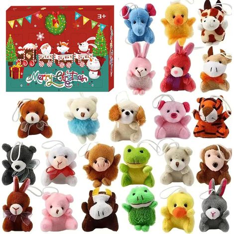 Calendrier de l'Avent de Noël 24 jours en peluche - Compte à rebours - Calendrier de Noël en peluche - Boîte cadeau - Mini CuteToys - Cadeaux pour garçons et filles (1/5)