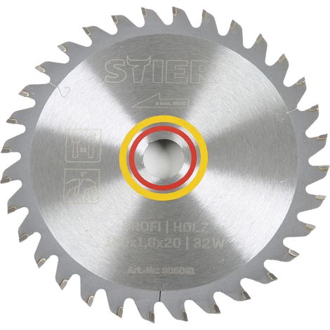 STIER Kreissägeblatt Profi Holz, 160 x 1,8 x 20mm, 5° Spanwinkel, 32 gehärtete Zähne, Wechselzahn