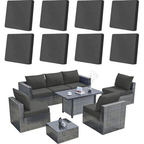 Lot de 8/12/14 Housses de Coussin d'extérieur Extensible pour Salon de Jardin, Couleurs Unies Housses de Coussin de Rechange Canapé Extérieur Meubles de Terrasse (Gris foncé,8 pièces) (1/5)
