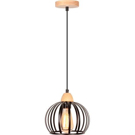 NORCKS Vintage Pendant Light, Round Metal Shade, 20 cm In Diameter, Modern Style, Black, E27 Bulb (1/5)
