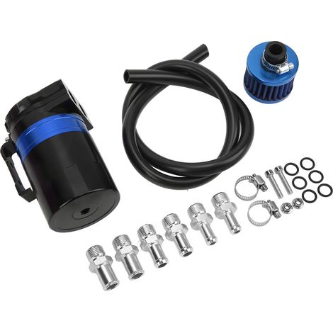 Récupérateur d'huile moteur avec chicanes internes, filtre à double chambre, en alliage d'aluminium, protection moteur universelle bleue (1/5)