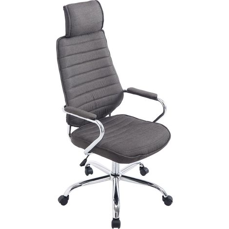 Fauteuil de bureau hauteur réglable pivotant mécanisme de bascule tissu gris foncé et métal chromé 100002625 (1/5)