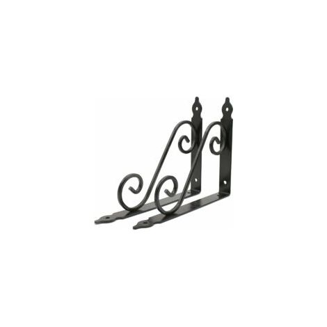 Mensola da parete a 2 pezzi, 240 x 190 mm, supporto per tablet da parete, ferro battuto nero, da parete per decorazione, mensola da cucina -ladacée - Crezuo