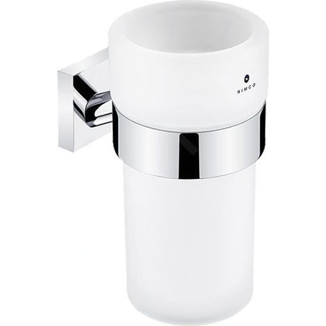 Nimco Keira - Gobelet pour brosses à dents et dentifrice avec support, verre mat/chrome KE 22058W-26 (1/2)
