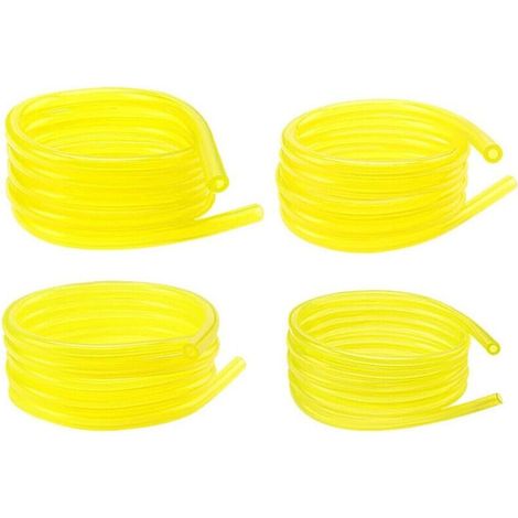 Lot de 4 tuyaux de carburant jaunes transparents de 1 mètre (2 x 3,5 mm, 2,5 x 5 mm, 3 x 5 mm, 3 x 6 mm) pour tondeuse à gazon, tuyau d'huile, souffleur, accessoires de tondeuse à gazon, 1 mètre