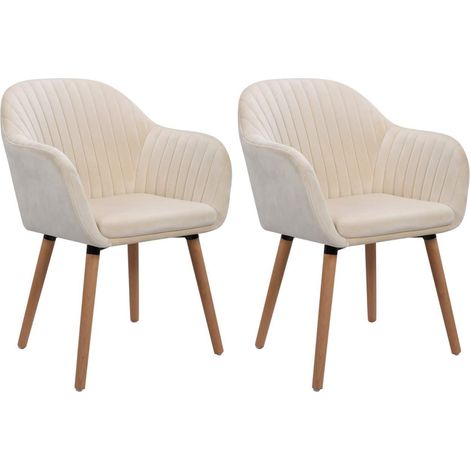 Sedie da pranzo in velluto bianco crema in 2 pezzi 190000368