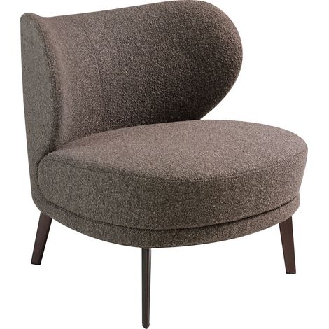 Fauteuil recouvert de tissu texturé avec pieds acier époxy marron - Marron (1/4)