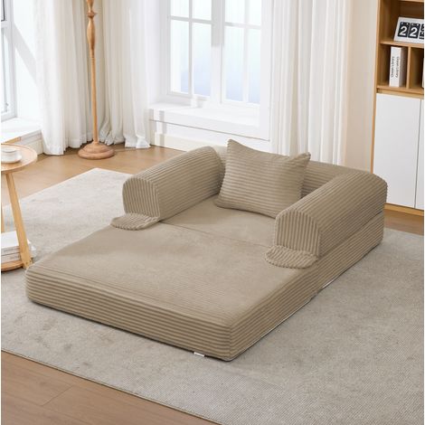 Modulares Sofa-Set braun aus Polsterstoff mit Cordbezug, 1-Sitzer und 2-Sitzer, bodennah und flexibel kombinierbar (1/5)