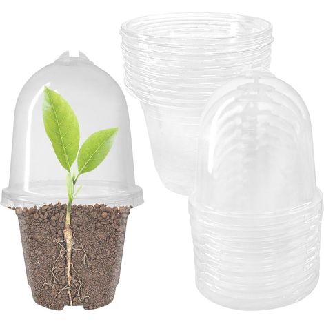 12 x Transparent Plastic Transplanting Buckets, 9 cm Flower Seedling Pots with Drainage Holes for Indoor and Outdoor Planting etc (1/5)