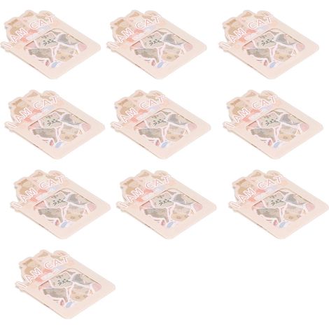 Lot de 10 autocollants en papier écologique, imperméables, anti-poussière et faciles à déchirer, pour ordinateurs portables, skateboards, valises, voitures (chat). (1/5)