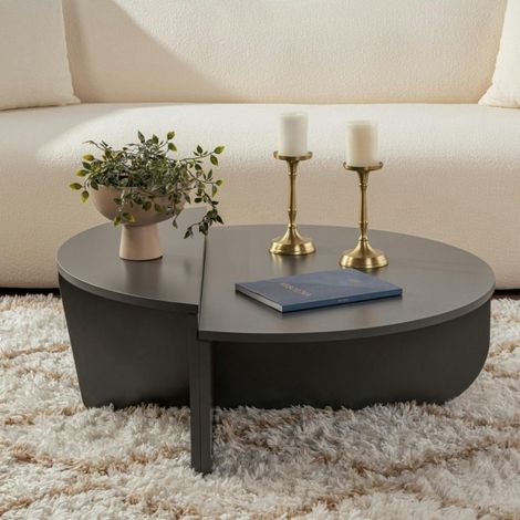 Table basse moderne anthracite effet laque - 2 hauteurs MARFA (1/5)