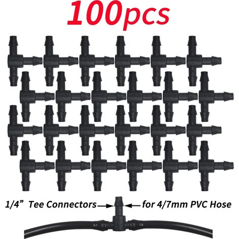 (C-100PCS) Supports de tige fixes à crochet en C de 1/4'' pour tuyau de 4/7 mm, pots de fleurs, système d'irrigation goutte à goutte, serres et serres. (1/4)