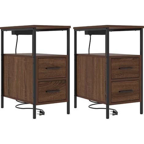 Maison Exclusive - Nachttisch 2 pcs Braun Eichen-Optik 30 x 48 x