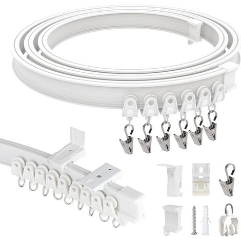 3 mètres Rail de Rideau Flexible pour Plafond et Mur, Blanc (1/5)