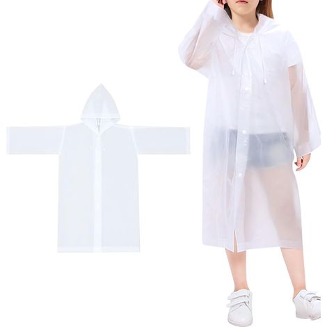 Imperméables pour enfants, imperméables réutilisables pour filles et garçons, ponchos imperméables avec capuche et manches pour l'escalade, le vélo, la randonnée et le camping en plein air (1/5)