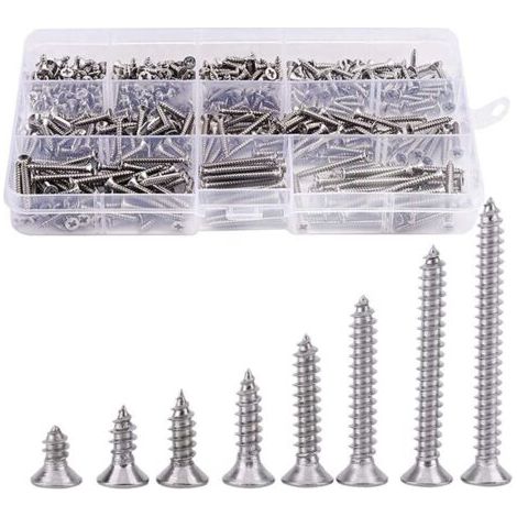 400pcs Vis à tête fraisée en Acier Inoxydable Vis à Tête Plat Cruciformes Vis à Bois