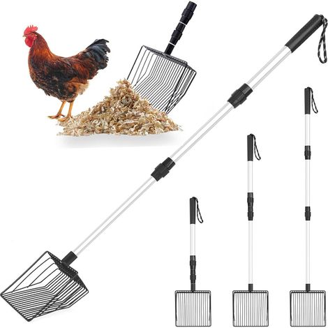 Pelle à crottes de poule, accessoire pour poulailler, Pelle à crottes de poulet, Pelle pour poulailler réglable 3 en 1 pour le nettoyage, outils de nettoyage pour poulailler, pelle à tamis pour (1/5)