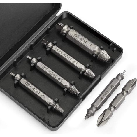 Extracteur de vis professionnel : kit de 4 extracteurs de vis en acier HSS pour vis endommagées (extracteur de vis, tournevis) (1/5)