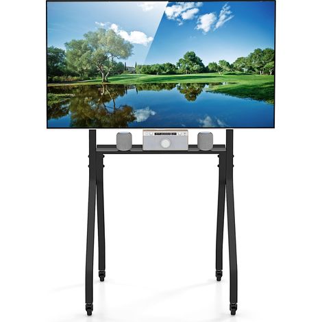 COSTWAY Mobile TV Stand Rolling TV Cart for 43”-100” Flat/Curved Screens (1/5)