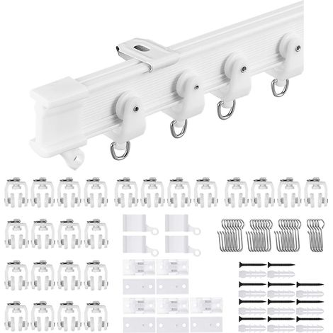 Rail de rideau de plafond flexible Rail de rideau incurvé de 3 m avec rouleaux silencieux Support pliable pour baie de douche, baie vitrée, séparateur de pièce (1/5)