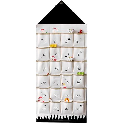 Calendrier de l'Avent vide 2025 Calendrier Avent Tissu 122 50CM Calendrier de l'Avent à Remplir avec 24 Poches calendrier de l'Avent à suspendre pour Décorations de Noël Compte à Rebours (1/5)