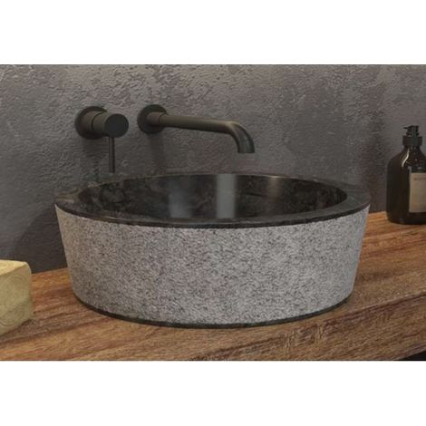 Vasque ronde TIMUR NERO à poser 40 x15 cm en pierre noire