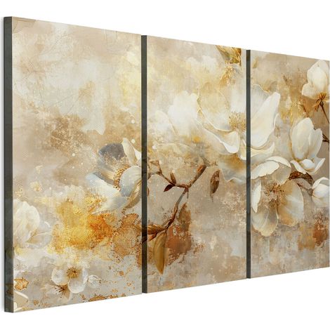 Tableau sur toile italienne 90 x 60 cm, triptyque - style moderne - fleurs. Tableau sur toile italienne 120 x 80 cm, triptyque - style moderne - fleurs. (1/5)