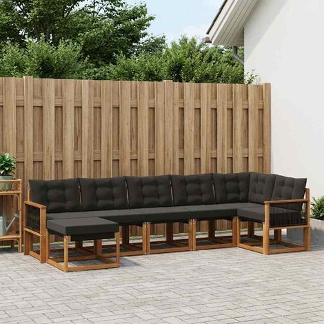 vidaXL  Outdoor Sofa Set  with Cushion 7 pcs Natural and Black