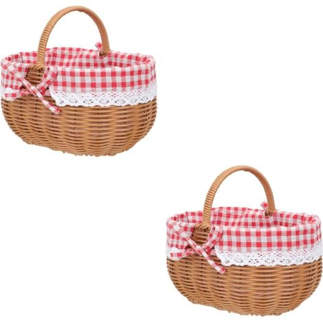 Lot de 2 paniers à fruits, étagère à pain au levain, porte-légumes, tissés à la main, usage commercial (1/5)