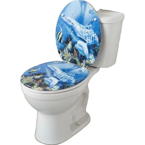 Asiento de inodoro, material acrílico, bisagras ajustables, azul marino. (1/2)