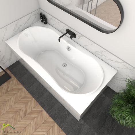 ECOLAM Baignoire rectangle Long 170x80 cm avec pieds siphon + silicone Baignoire en acrylique (1/5)