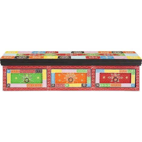 Meuble TV Banc TV Meuble de rangement - Multicolore 100 x 30 x 24 cm Bois de manguier massif fr2523 - Maison La Vie