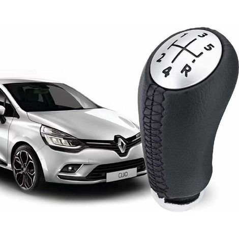 Pommeau de vitesse en cuir pour Renault Clio III – Levier 5 vitesses – Confort ergonomique – Installation rapide et facile